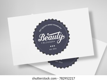 Round Badge Beauty Blogger with Hand Drawn Lettering Isolated on Business Card Template. Black Logo Emblem Vector Illustration. Can be used for Logotype, Branding.