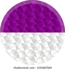 Round badge or button Gujarat low poly flag with lightening on the edge
