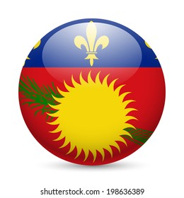 A round badge in the colors of Guadeloupe islands flag.