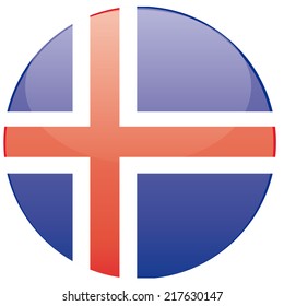 a round badge with the flag of iceland on a white background