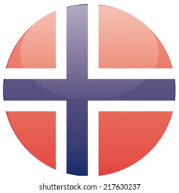 a round badge with the flag of norway on a white background
