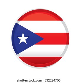 A round badge with the flag of puerto rico on a white background