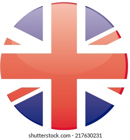 a round badge with the flag of the united kingdom on a white background