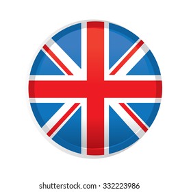 A round badge with the flag of united kingdom on a white background
