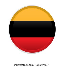 A round badge with the german flag on a white background