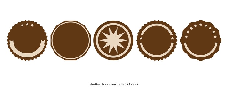 Round badge, label, and background, visual elements commonly used to add information, branding, or aesthetic appeal to products, websites, or print materials. Vector set.