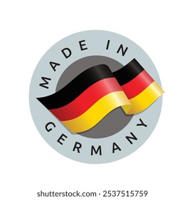 Round badge Made in Germany with flag