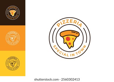 Round badge Pizza logo design