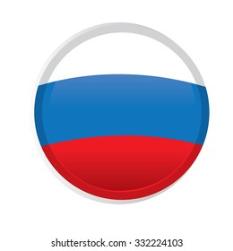A round badge with the russian flag on a white background