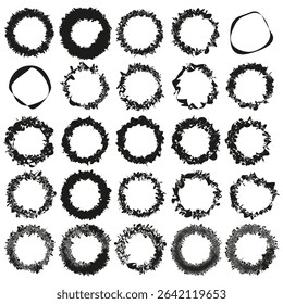 Round badge set. Circle label vector. Abstract black outline. Decorative emblem shape.