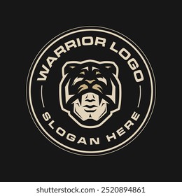 Round badge warrior helmet tiger logo