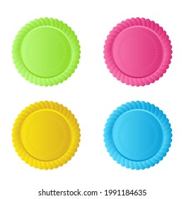 Bandas redondas de cuatro colores. Insignias de ilustración vectorial