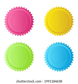 Round badges four color collection. Vector Illustration badges
