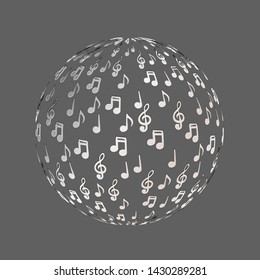Round ball with musical notes