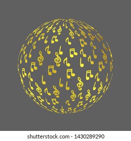 Round ball with musical notes