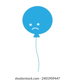 Round balloon with sad smiley face in trendy monochrome blue. Design concept Blue Monday greetings