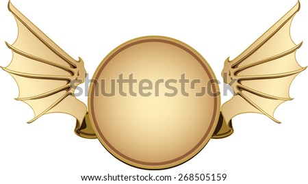 Round banner with bat wings on the sides