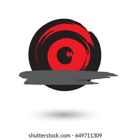Round banner with brush strokes