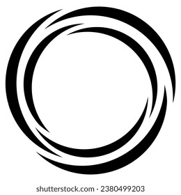 Marco de banner redondo ondas giratorias marco elegante, elemento caligráfico del logotipo