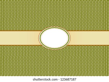 A Round Banner Pattern on White Dots and Olive Green Seamless Background