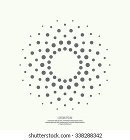 Round banner of pixels. Differing halftone ring.