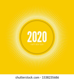 Round banner with rays of dots. happy new year 2020 vector illustration
