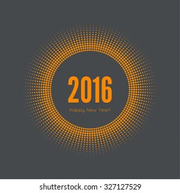 Round banner with rays. happy new year 2016.