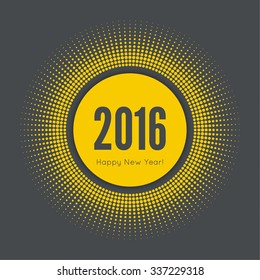 Round banner with rays. happy new year 2016. 