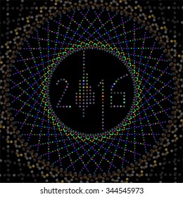 Round banner with rays. happy new year 2016. Decoration collection. frames, vintage labels.