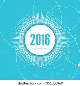 Round banner with rays. happy new year 2016. 