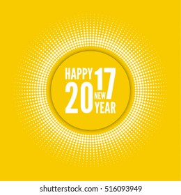 Round banner with rays. happy new year 2017. 