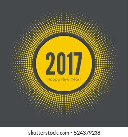 Round banner with rays. happy new year 2017. 