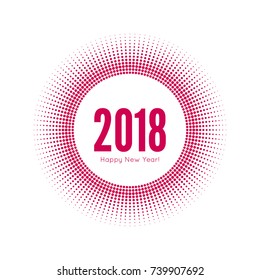 Round banner with rays. happy new year 2018. 