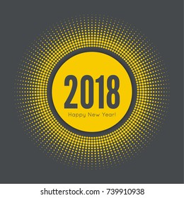 Round banner with rays. happy new year 2018. 