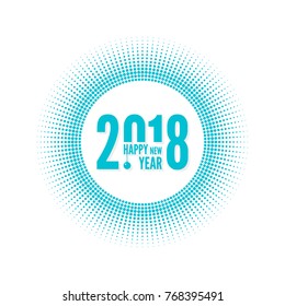 Round banner with rays. happy new year 2018. Decoration frames collection. 