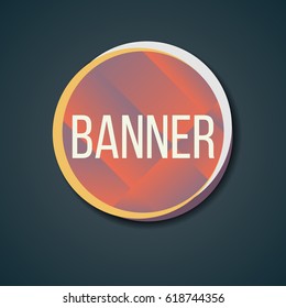 Round banner with red gradient diagonal parts. Vector illustration