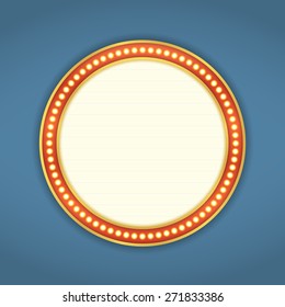 Round banner with retro lights, vector eps10 illustration