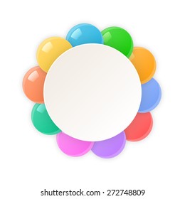 Round banner surrounded with plastic colored balls. Nice clear banner template.