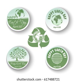 Round banners set for Earth Day. 22 April. Eco design. Vector illustration