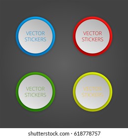 Round banners set. Vector color stickers.