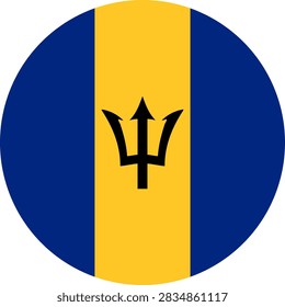 Round Barbados Flag Vector Icon Circular Barbadian Flag Button Element