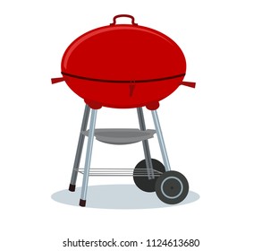 Round barbecue grill. Bbq icon. Electric grill. Device for frying food. Vector illustration.