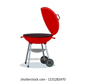 Round barbecue grill. Bbq icon. Electric grill. Device for frying food. Vector illustration.