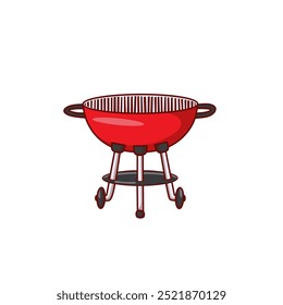 Round barbecue grill. Bbq icon. Electric grill. Device for frying food. Vector illustration in flat style