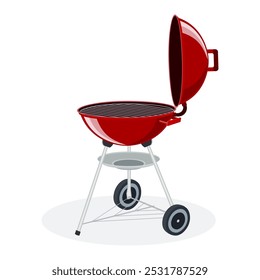 Round barbecue grill. isolated on white background. BBQ icon. Vector illustration in flat style