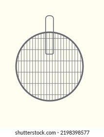 Round barbecue grill top view in flat vector illustration