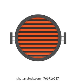 Round barbecue stove. Vector illustration. Top view. White isolate background