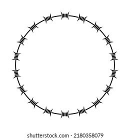 Round barbed wire icon. Black contour linear silhouette. Front side view. Vector simple flat graphic illustration. Isolated object on a white background. Isolate.