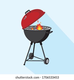 Round Barbeque Grill, BBQ Icon, Device For Grilling Food