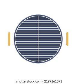 Round Barbeque Grill Flat Illustration. Clean Icon Design Element on Isolated White Background
